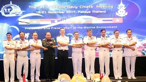 ASEAN navy chiefs at the 11th ASEAN Navy Chiefs' Meeting in Pattaya, Thailand. (Credit: qdnd.vn)