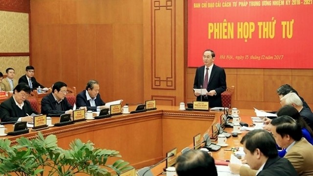 President Tran Dai Quang addresses the meeting. (Credit: VNA)