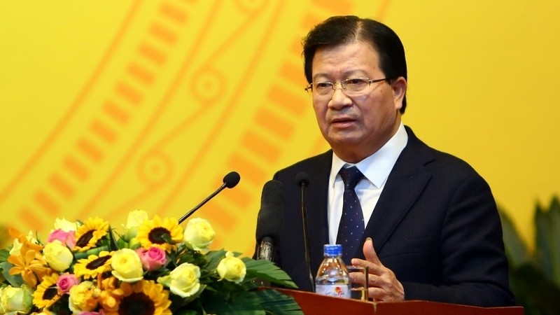 Deputy PM Trinh Dinh Dung speaking at the PVN conference on January 12