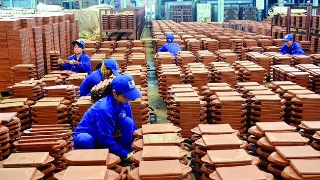 Brick production at a factory of Viglacera Ha Long JSC