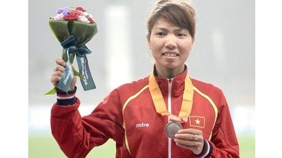 Bui Thi Thu Thao gets a silver medal at the 2016 Asian Indoor Athletics Championships (Photo: VNA)