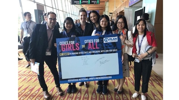 The two Vietnamese girls want to convey a message that "safe cities for girls" are "safe cities for all".