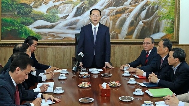 President Tran Dai Quang speaks at the session. (Photo: VNA)