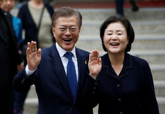 President Moon Jae-in of the Republic of Korea and his spouse.