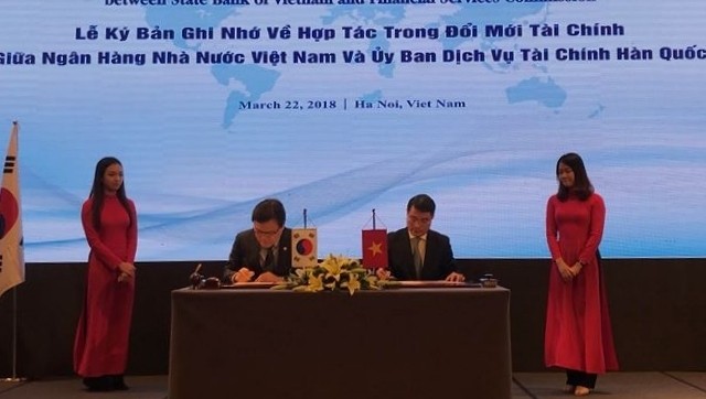 The signing ceremony between the State Bank of Vietnam and the Financial Services Commission of the Republic of Korea