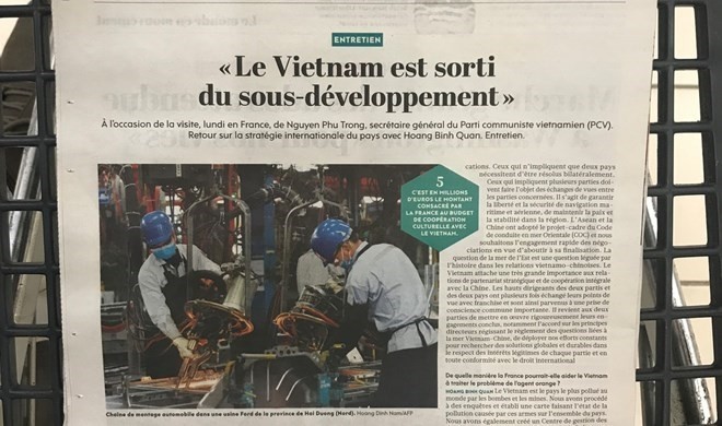 The “L'Humanité” newspaper of France ran an article highlighting Vietnam’s economic development achievements and international integration strategies. (Photo: VNA)