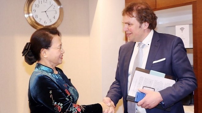 National Assembly Chairwoman Nguyen Thi Kim Ngan and Hermen Borst, Dutch Director of the Staff of the Delta Programme Commissioner (Photo: VNA)