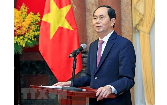 President Tran Dai Quang speaks at the conference. (Photo: VNA)