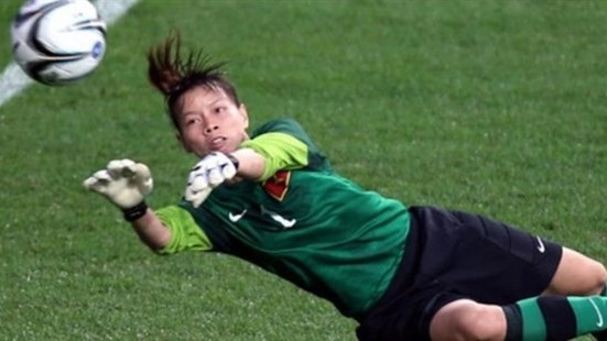 Goalkeeper Dang Thi Kieu Trinh is highlighted in AFC home page. (Photo: the-afc.com)