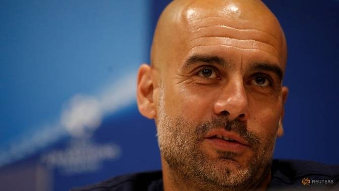 Manchester City manager Pep Guardiola during a press conference. (Reuters) 