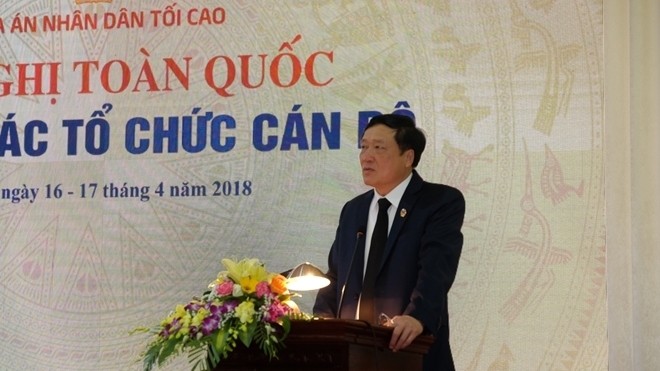 Chief Justice of the SPC Nguyen Hoa Binh speaks at the conference. (Photo: VNA)