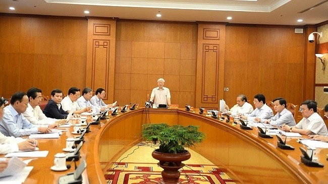 General Secretary Nguyen Phu Trong chairs the meeting. (Photo: VOV)