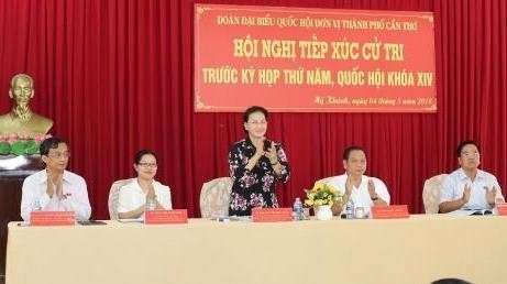 National Assembly Chairwoman Nguyen Thi Kim Ngan speaks at the meeting. (Photo: VNA)