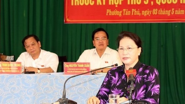 NA Chairwoman Nguyen Thi Kim Ngan at the meeting with voters in Can Tho city (Source: VNA)