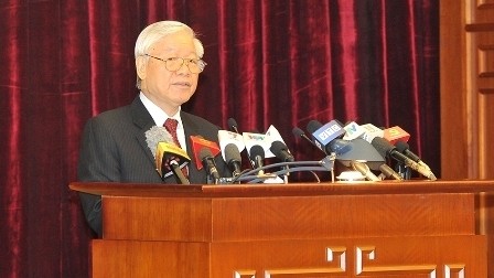 Party General Secretary Nguyen Phu Trong speaks at the opening session on May 7. (Photo: NDO)