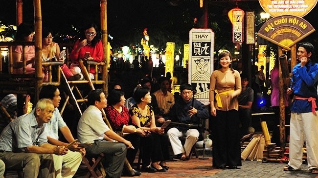 A performance of Bai choi singing in ancient Hoi An city, Quang Nam province