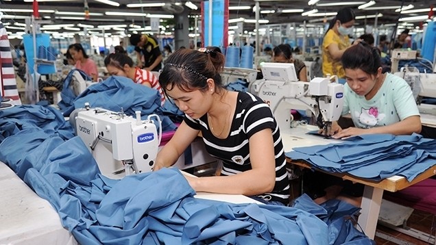 Workers at a garment factory in Bac Giang province