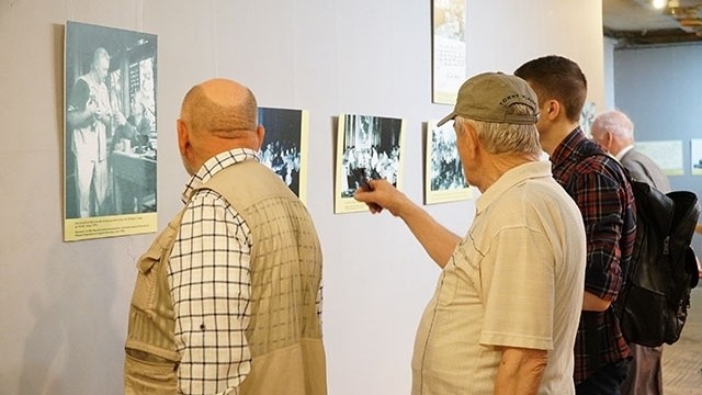 Russian visitors at the exhibition