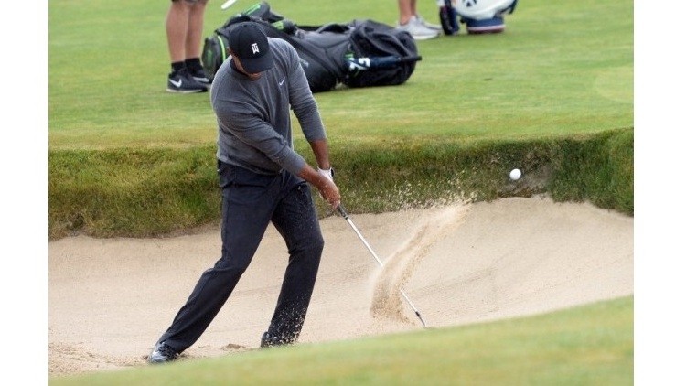 Tiger Woods hits a shot from a bunker onto the second hole during the second round of the US Open golf tournament at Shinnecock Hills GC - Shinnecock Hills Golf C. (Photo: USA TODAY Sports via Reuters)