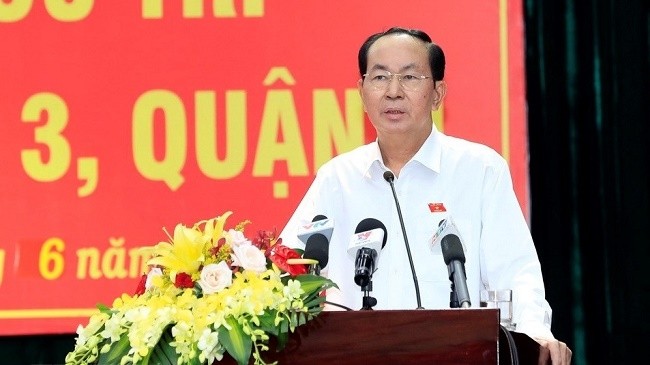 President Tran Dai Quang speaking at the meeting. (Photo: VNA)