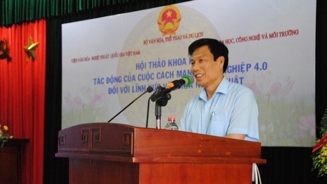 Minister of Culture, Sports and Tourism Nguyen Ngoc Thien speaks at the event. (Photo: baovanhoa.vn)