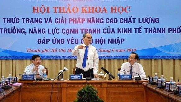 Secretary of Ho Chi Minh City Party Committee, Nguyen Thien Nhan speaks at the workshop (photo: vov)