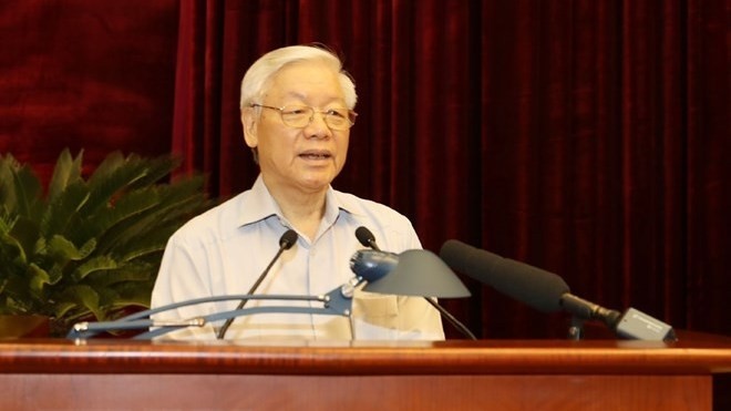 General Secretary Nguyen Phu Trong speaks at the conference. (Photo: VNA)