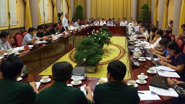 The Presidential Office holds a conference on June 28 to announce President Tran Dai Quang’s order to promulgate seven laws. (Photo: tuoitre.vn)