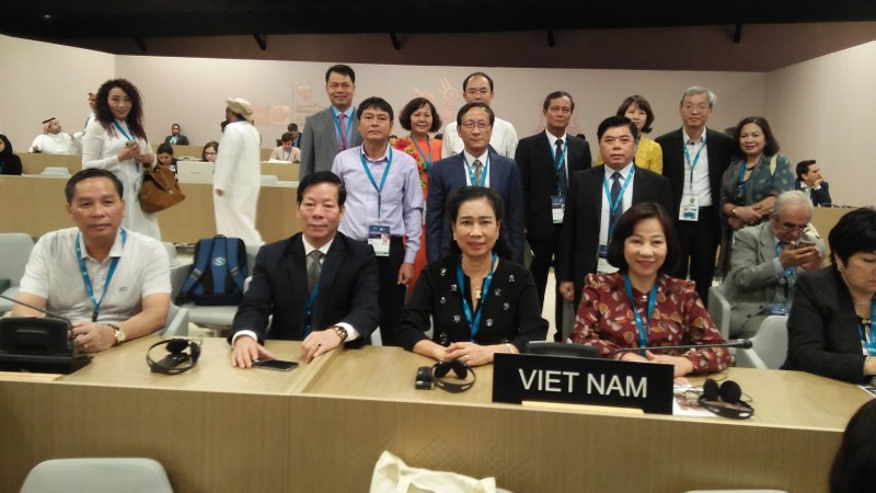The Vietnamese delegation at the 42nd session of the World Heritage Committee. (Photo: VOV)
