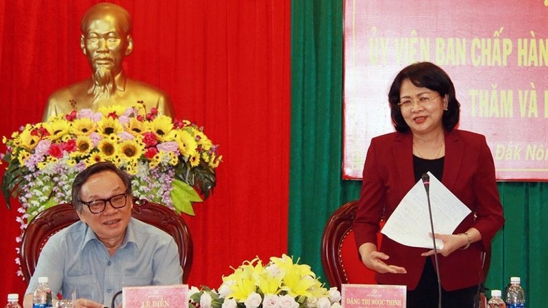 Vice President at a working session with the leaders of Dak Nong province (Image: Bao Dak Nong)
