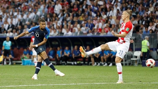 France's Kylian Mbappe scores their fourth goal during the World Cup 2018 final match against Croatia at Luzhniki Stadium, Moscow, Russia on July 15, 2018. (Photo: Reuters)