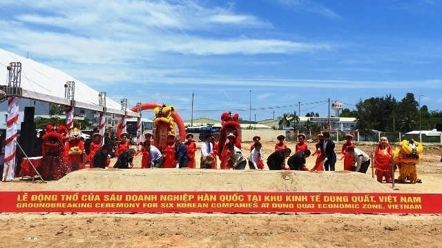 At the ground-breaking ceremony for the projects of six RoK firms in the Dung Quat economic zone.