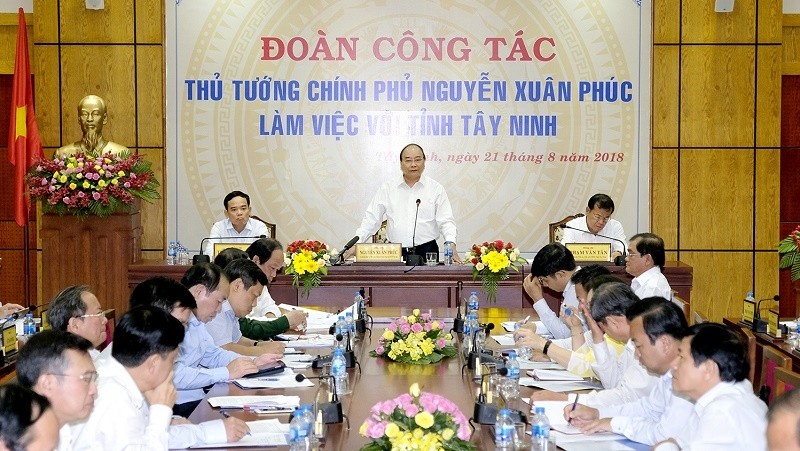The meeting between PM Nguyen Xuan Phuc and Tay Ninh leaders (Image: VGP)