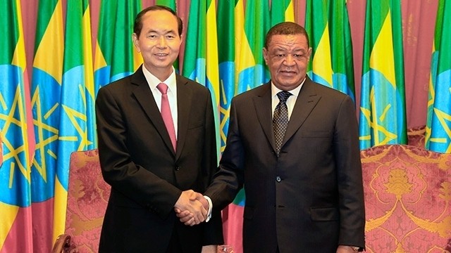 President Tran Dai Quang and his Ethiopian counterpart Mulatu Teshome (Image: VNA)