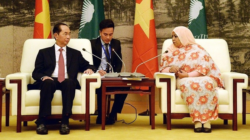 President Tran Dai Quang and Acting President of the African Union Amira Elfadil Mohammed Elfadil (Image: VOV)