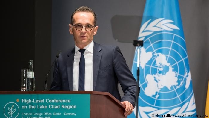 German Foreign Minister Heiko Maas speaks at the international donor conference in Berlin, Germany. 