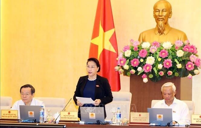 NA Chairwoman, Nguyen Thi Kim Ngan speaking at the working session (photo: VNA)