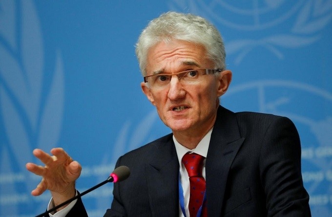 UN humanitarian coordinator Mark Lowcock attends a news conference at the United Nations in Geneva, Switzerland, September 10, 2018. (Reuters)