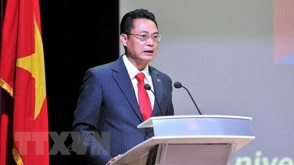 Vietnam’s Ambassador to Cuba Nguyen Trung Thanh  speaking at the event (Photo: VNA)