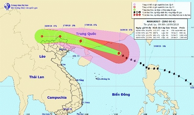 The predicted path of Super Typhoon Mangkhut (Photo: nchmf.gov.vn)