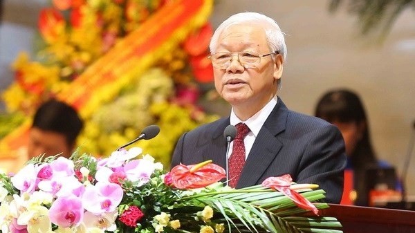 Party General Secretary Nguyen Phu Trong speaks at the session. (Photo: VNA)