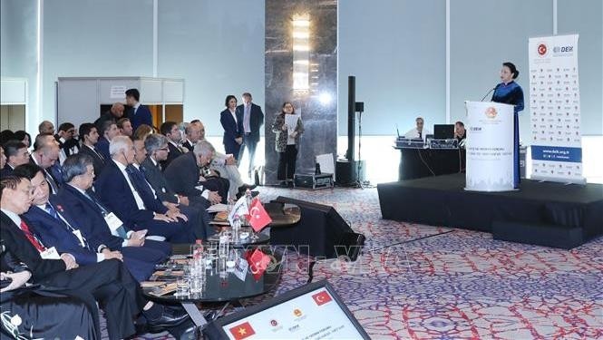 National Assembly Chairwoman Nguyen Thi Kim Ngan addresses the Turkey-Vietnam Business and Investment Forum in Istanbul, Turkey on October 8 (Photo: VNA)