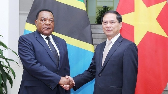 Standing Deputy Minister of Foreign Affairs Bui Thanh Son (R) and Tanzanian Minister of Foreign Affairs and East African Cooperation Augustine Mahiga. (Photo: VNA)