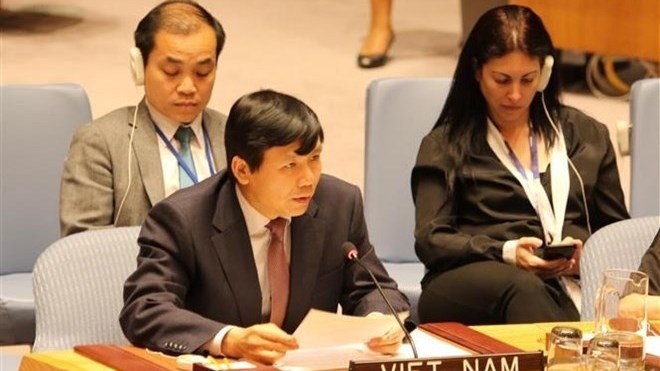 Ambassador Dang Dinh Quy, Head of the Permanent Delegation of Vietnam to the UN, speaks at the event.(Photo: VNA)