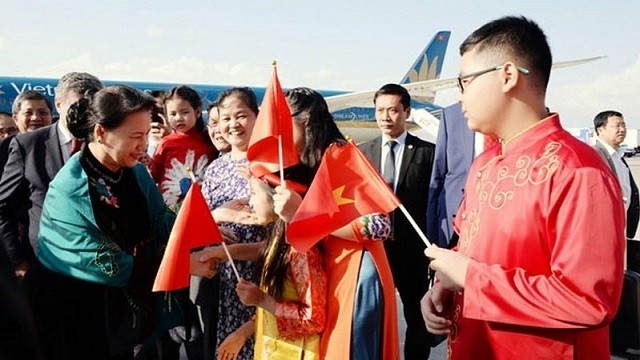 Vietnamese NA Chairwoman Nguyen Thi Kim Ngan and her entourage welcomed at Esenboğa International Airport in Ankara, Turkey on October 10. (Photo: VOV)