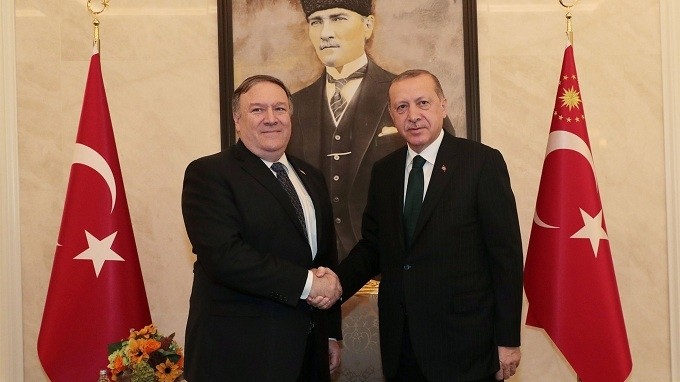 US Secretary of State Mike Pompeo meets with Turkish President Recep Tayyip Erdogan in Ankara, Turkey on October 17. (Reuters)