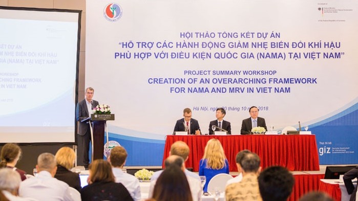 Delegates at the workshop review the coordination and development of NAMAs in Vietnam. (Photo: VOV)