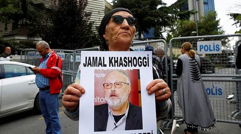 A human rights activist holds a picture of Saudi journalist Jamal Khashoggi during a protest outside the Saudi Consulate in Istanbul. (Photo: Reuters)