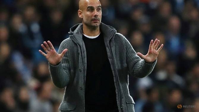Manchester City manager Pep Guardiola gestures during the Champions League match between City and Shakhtar Donetsk. (Reuters)