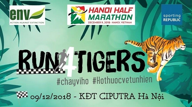 The poster of the Hanoi half marathon Run for Tigers to be held next month. (Photo courtesy of ENV)